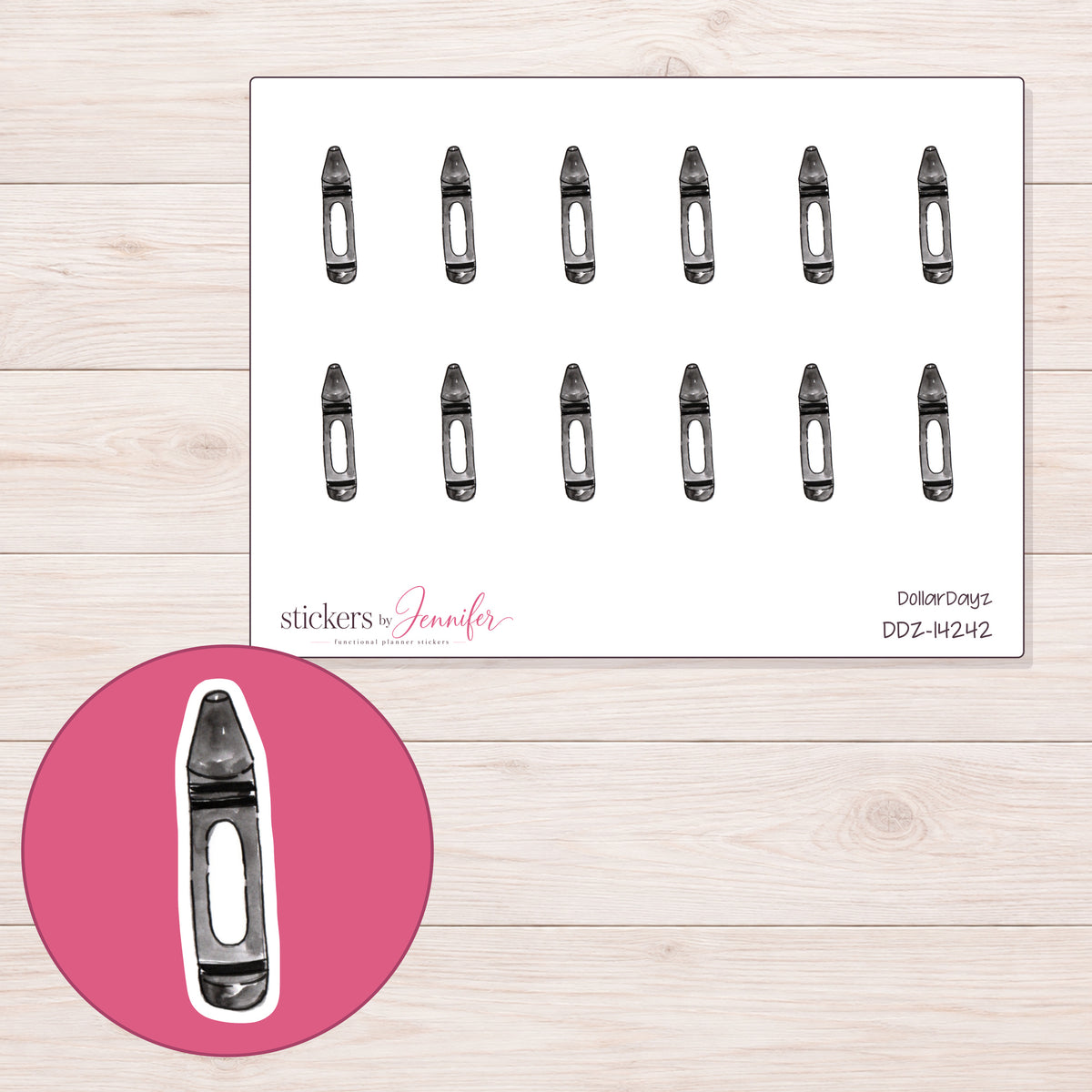 DDZ-14242 planner sticker sheet with enlarged sticker detail