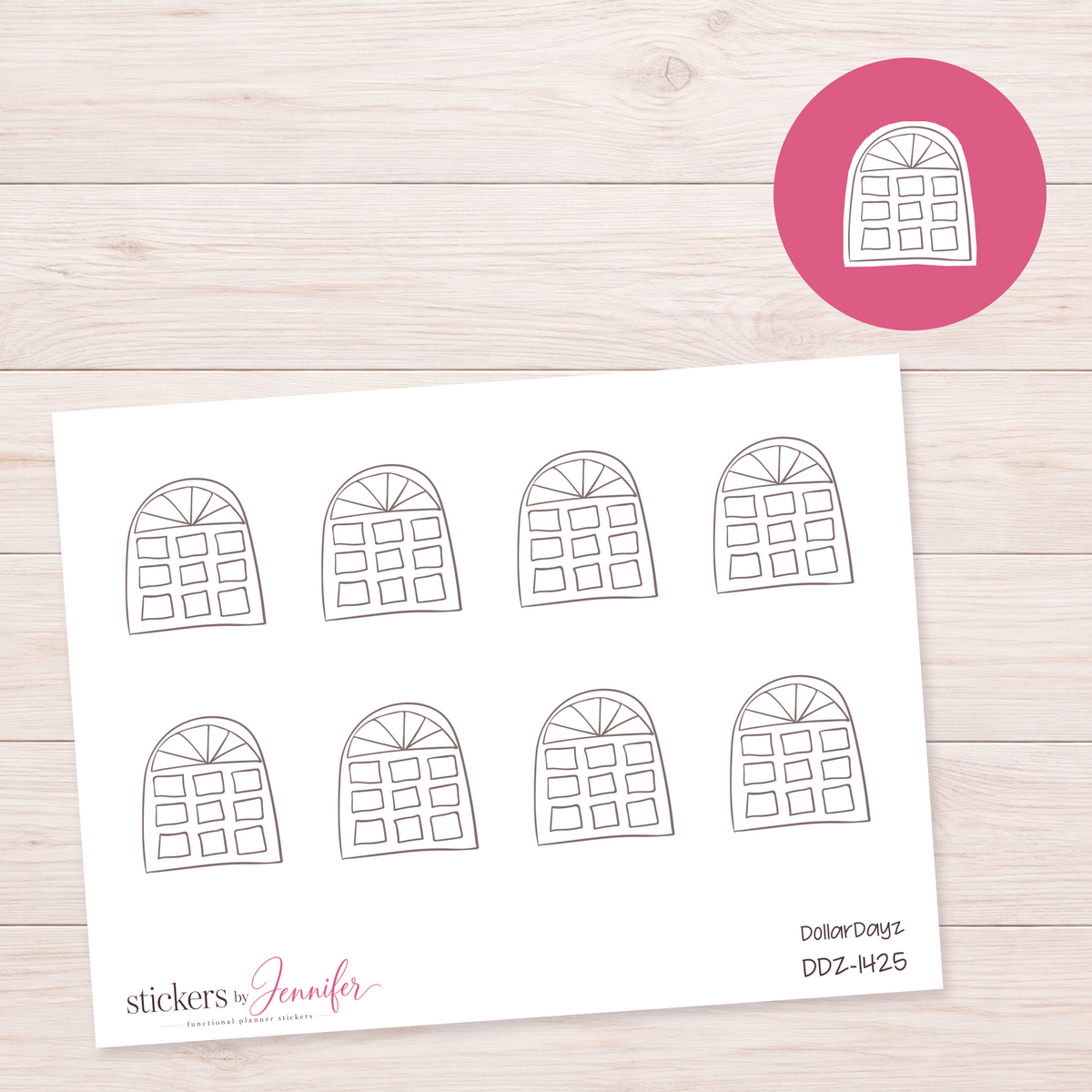 Arched Window Outline Planner Stickers | DDZ-1425
