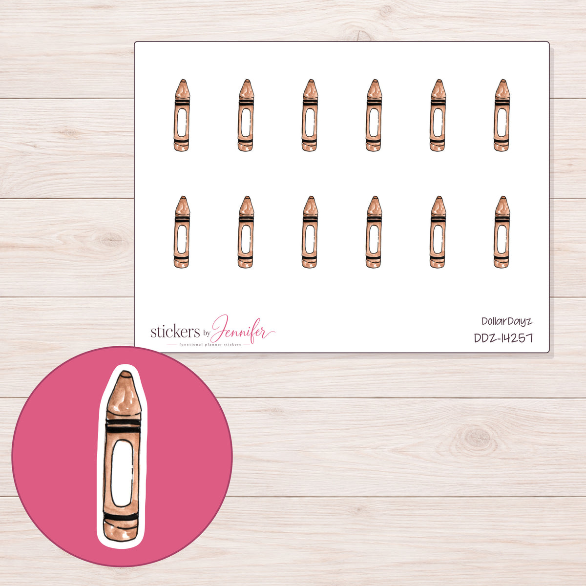 DDZ-14257 planner sticker sheet with enlarged sticker detail