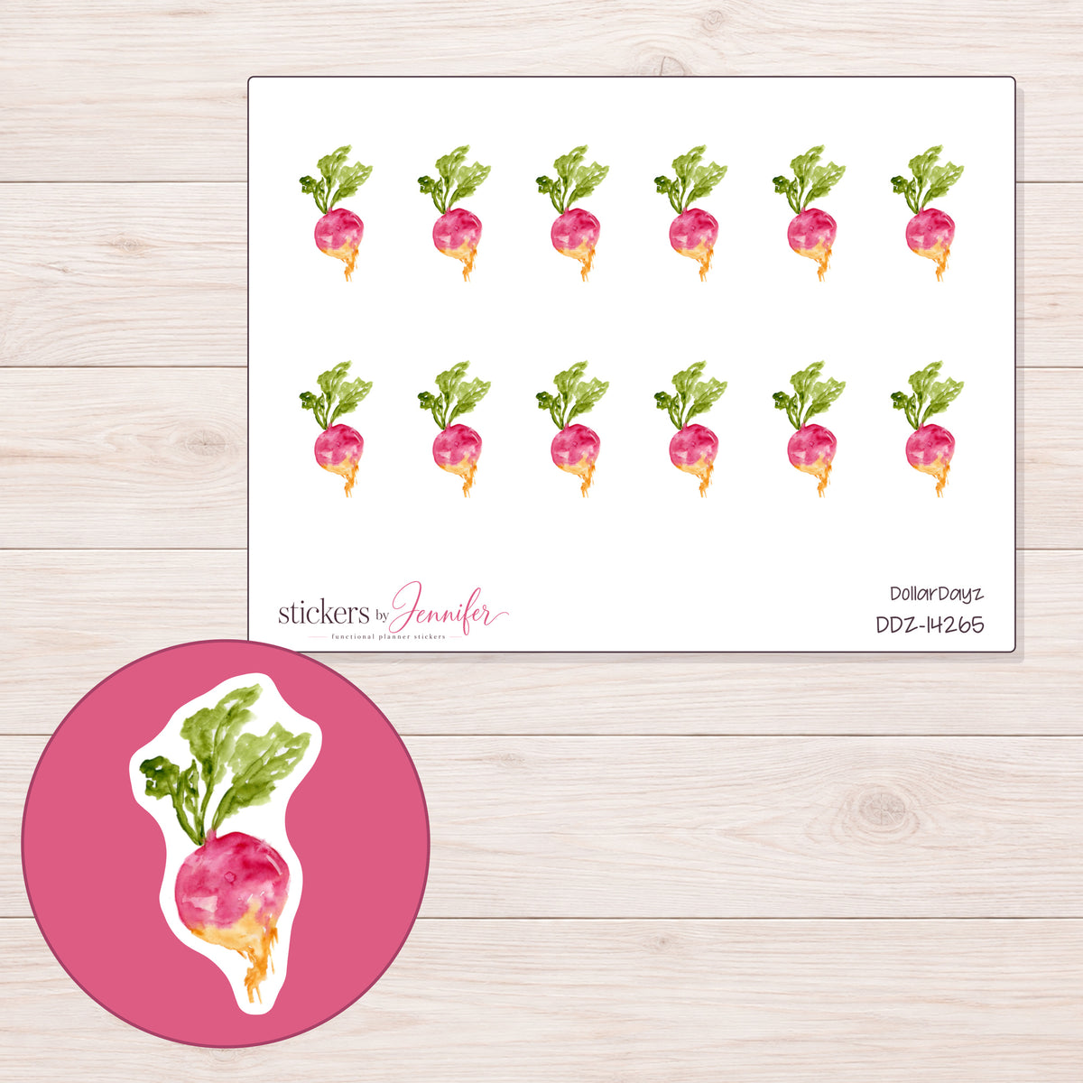 DDZ-14265 planner sticker sheet with enlarged sticker detail