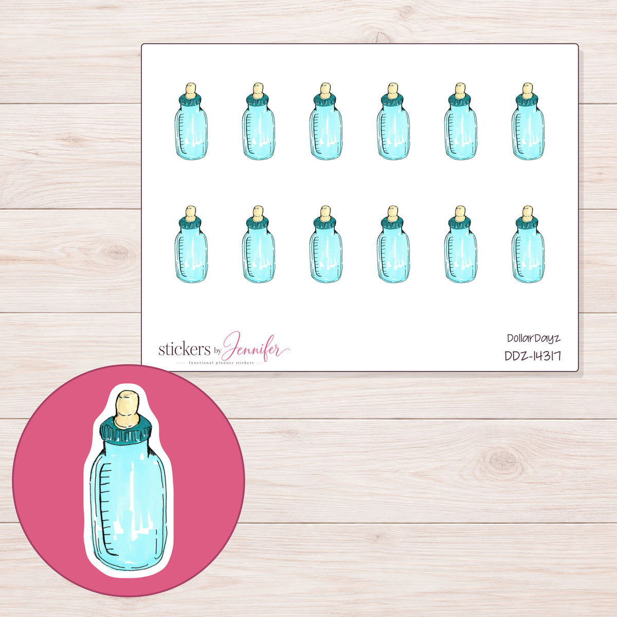 DDZ-14317 planner sticker sheet with enlarged sticker detail