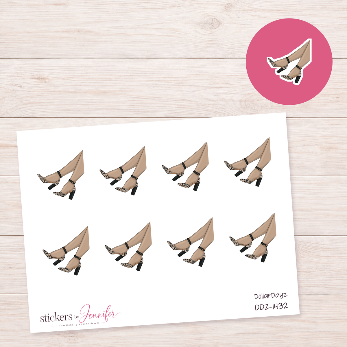 Leopard Strap Heels Planner Stickers | DDZ-1432
