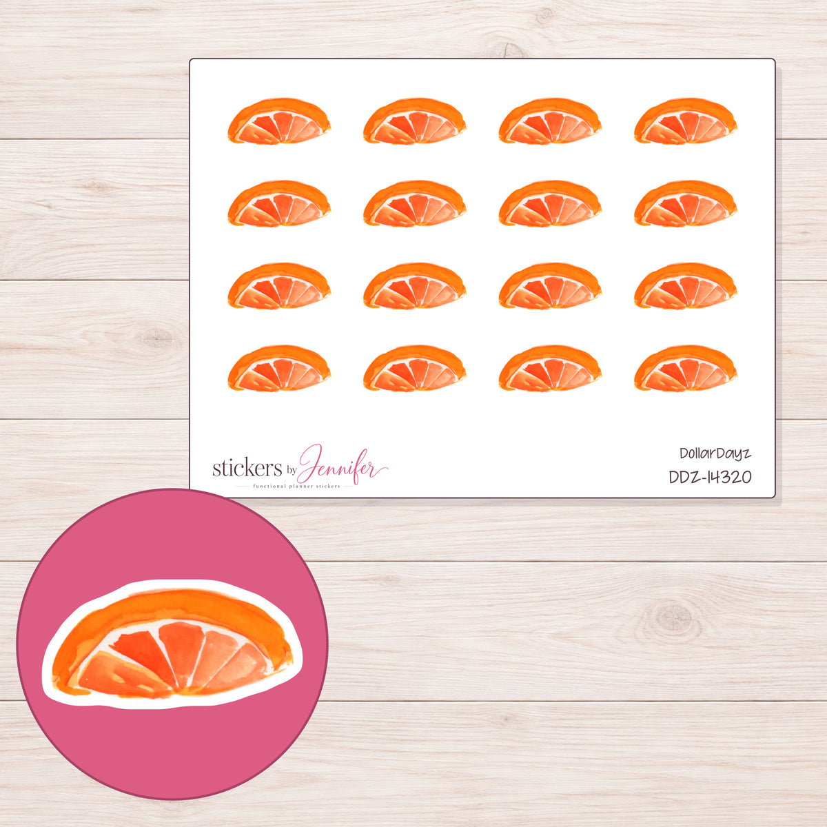 DDZ-14320 planner sticker sheet with enlarged sticker detail