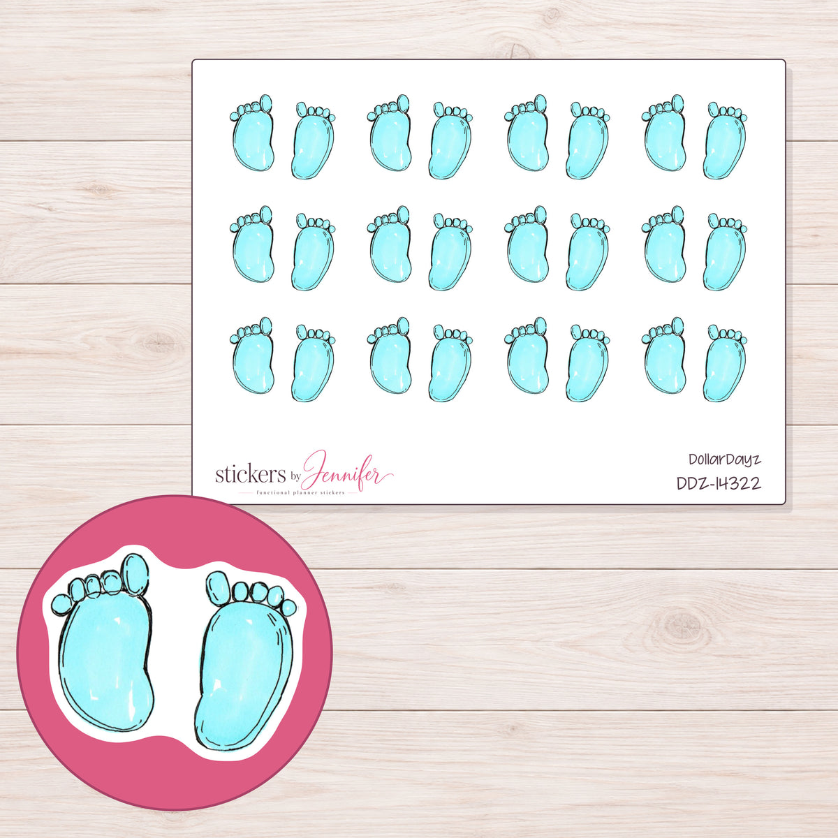 DDZ-14322 planner sticker sheet with enlarged sticker detail