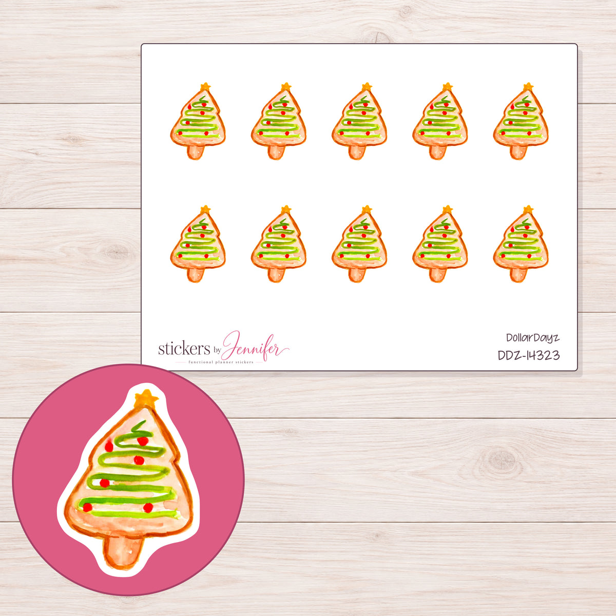 DDZ-14323 planner sticker sheet with enlarged sticker detail