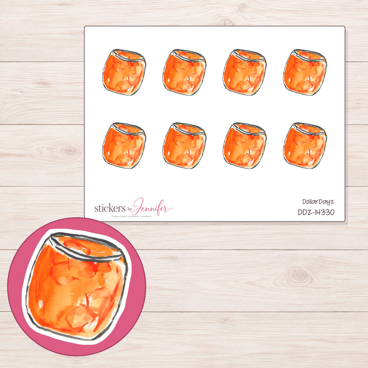 DDZ-14330 planner sticker sheet with enlarged sticker detail