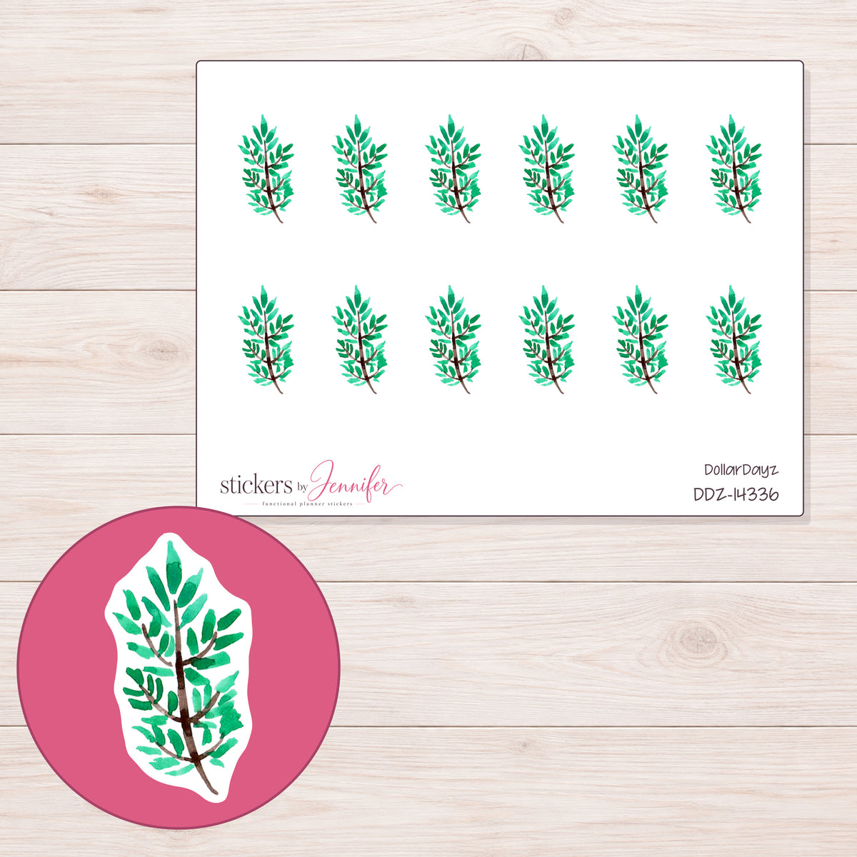 DDZ-14336 planner sticker sheet with enlarged sticker detail