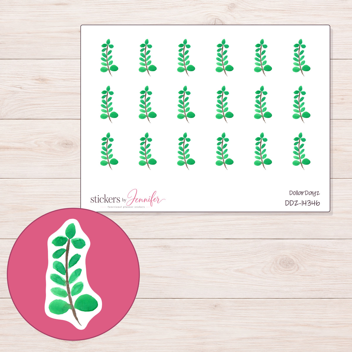 DDZ-14346 planner sticker sheet with enlarged sticker detail
