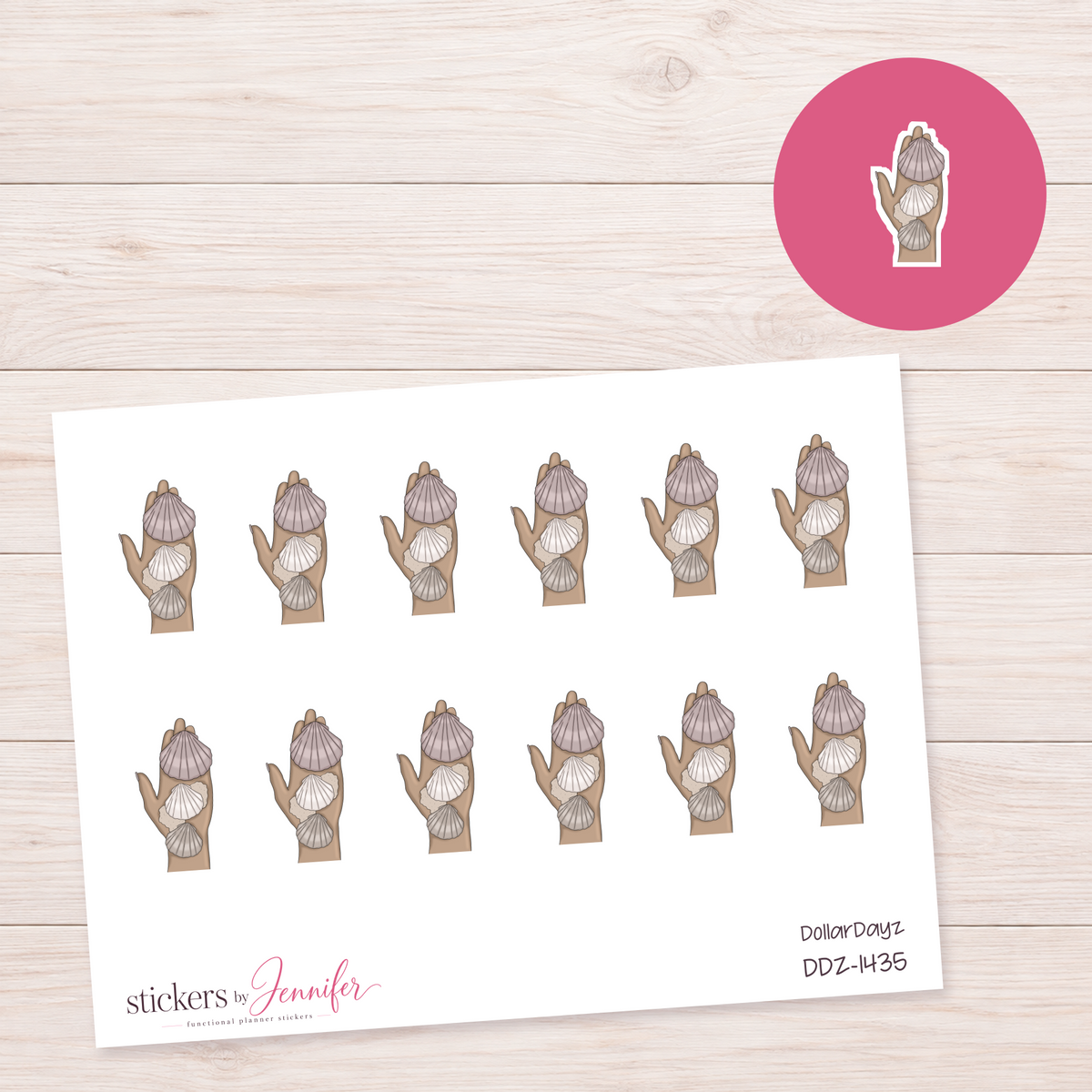 Seashells in Hand Planner Stickers | DDZ-1435