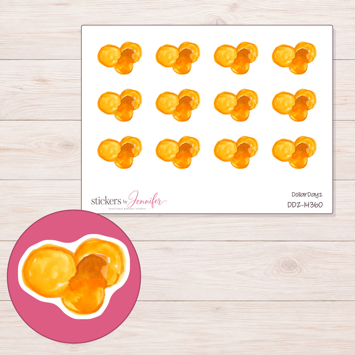 DDZ-14360 planner sticker sheet with enlarged sticker detail