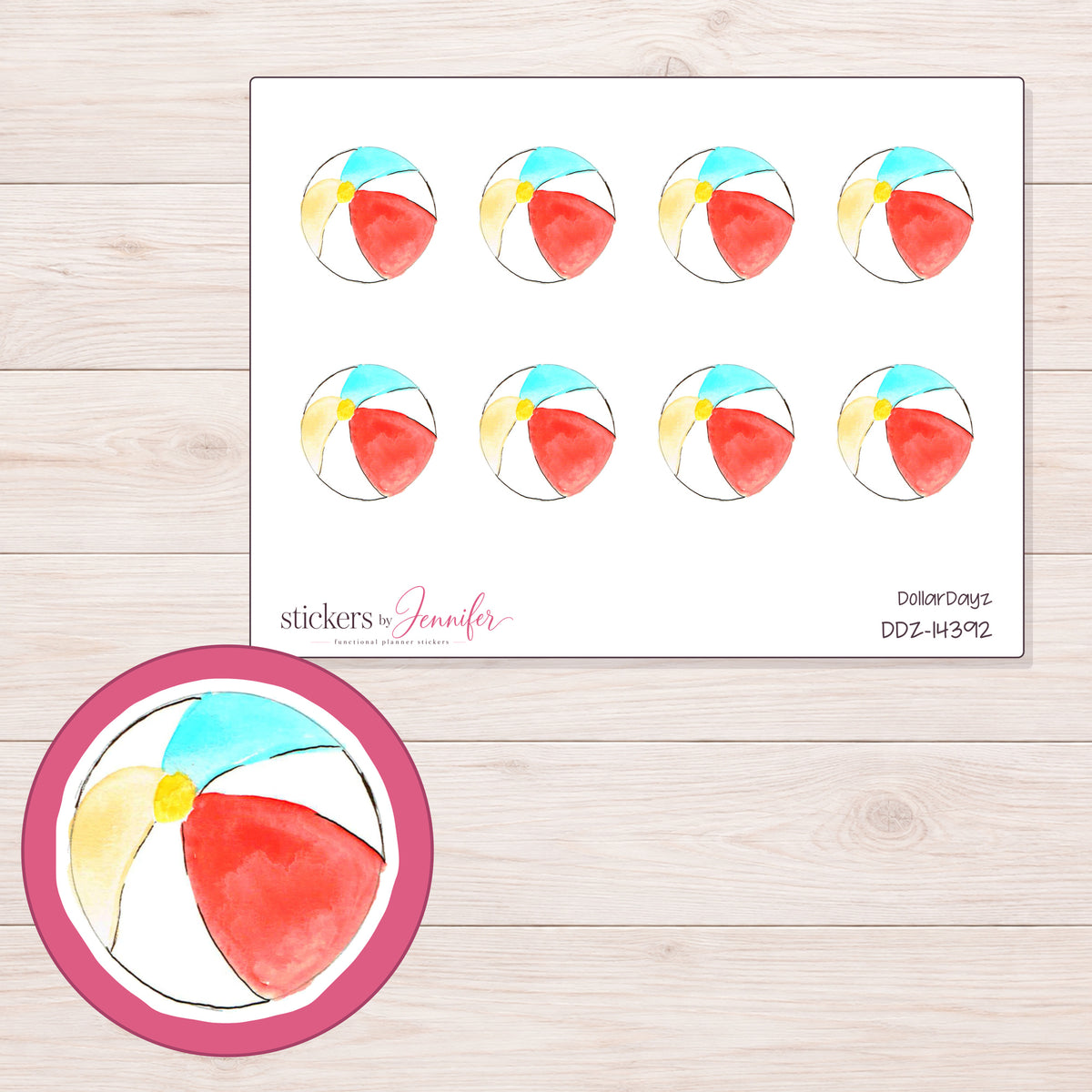 DDZ-14392 planner sticker sheet with enlarged sticker detail
