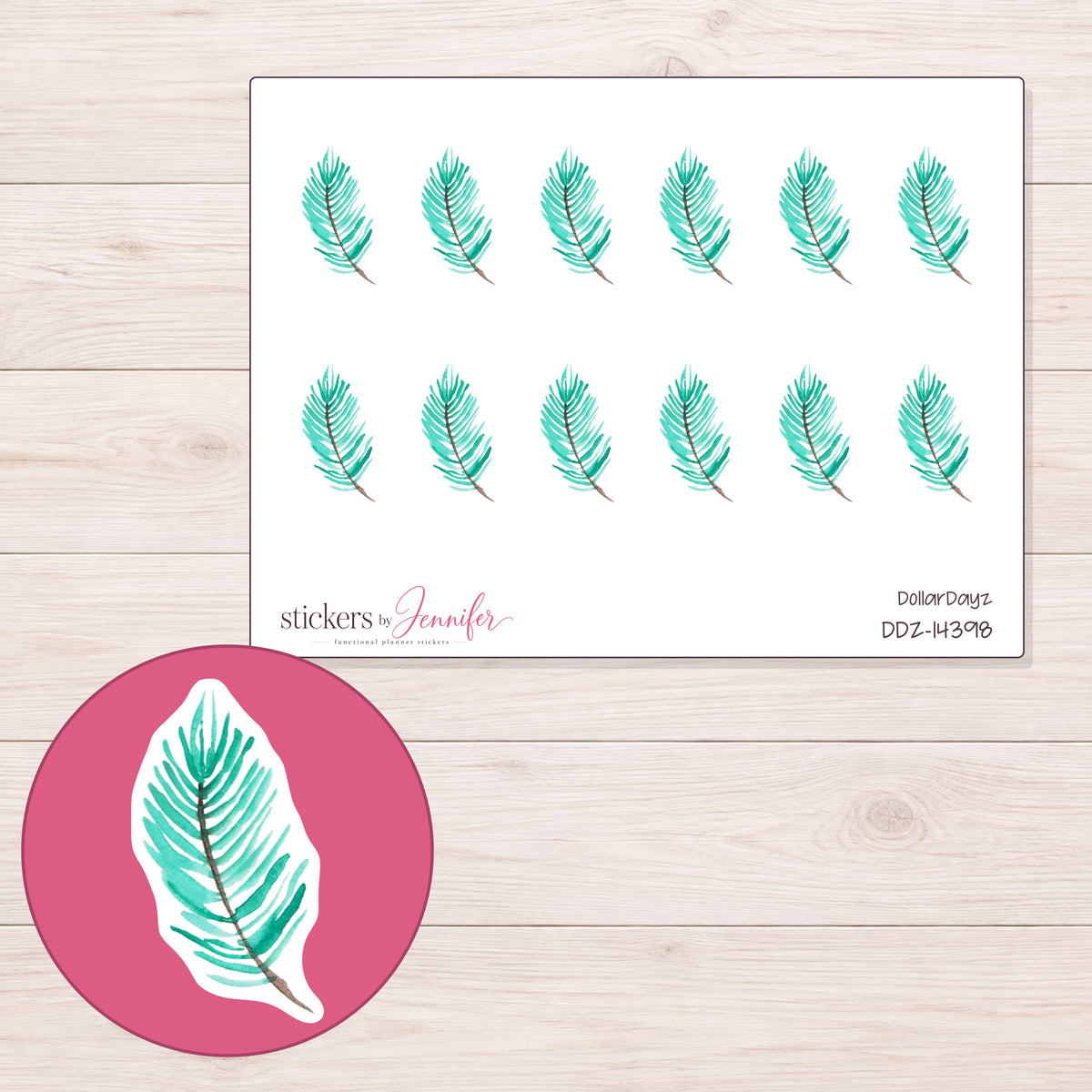 DDZ-14398 planner sticker sheet with enlarged sticker detail