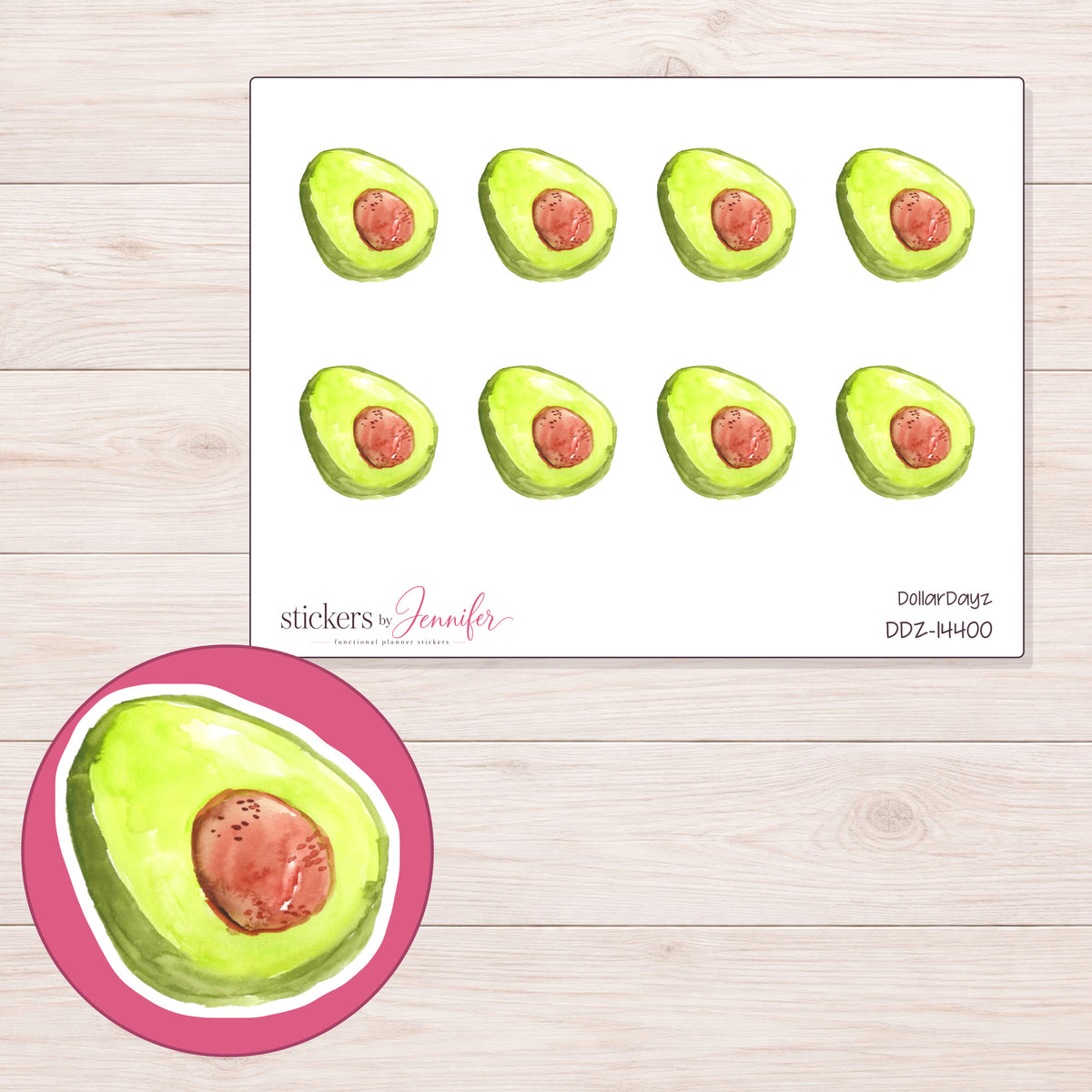 DDZ-14400 planner sticker sheet with enlarged sticker detail