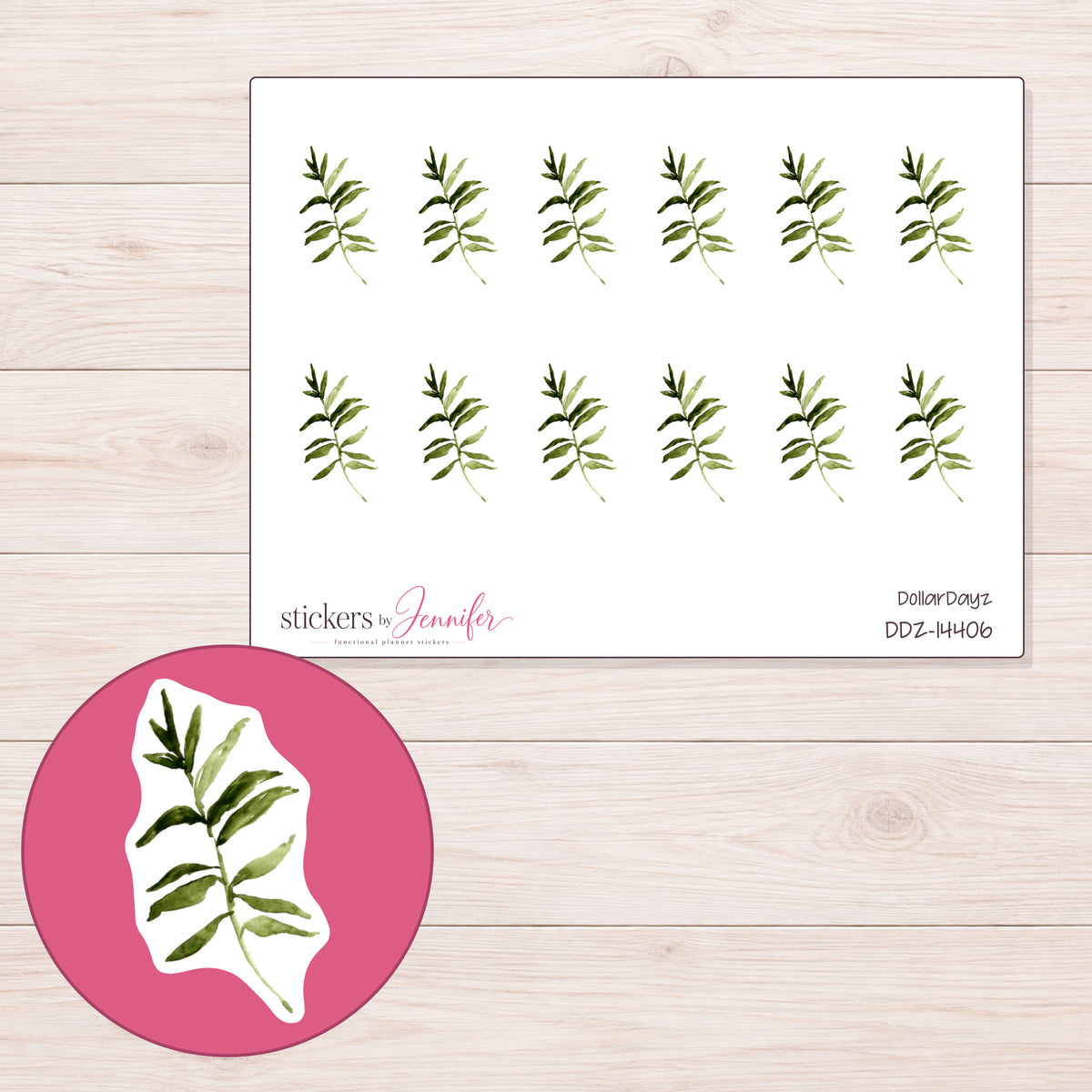 DDZ-14406 planner sticker sheet with enlarged sticker detail