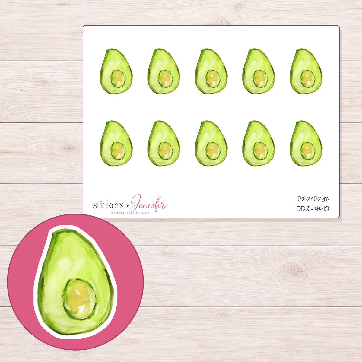 DDZ-14410 planner sticker sheet with enlarged sticker detail