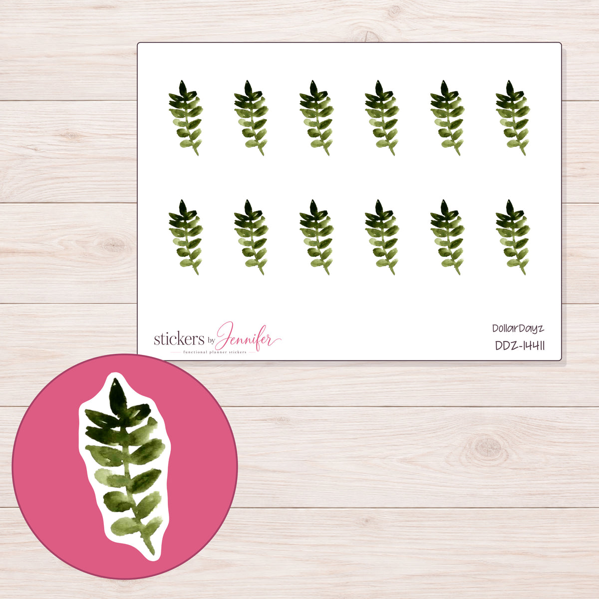DDZ-14411 planner sticker sheet with enlarged sticker detail