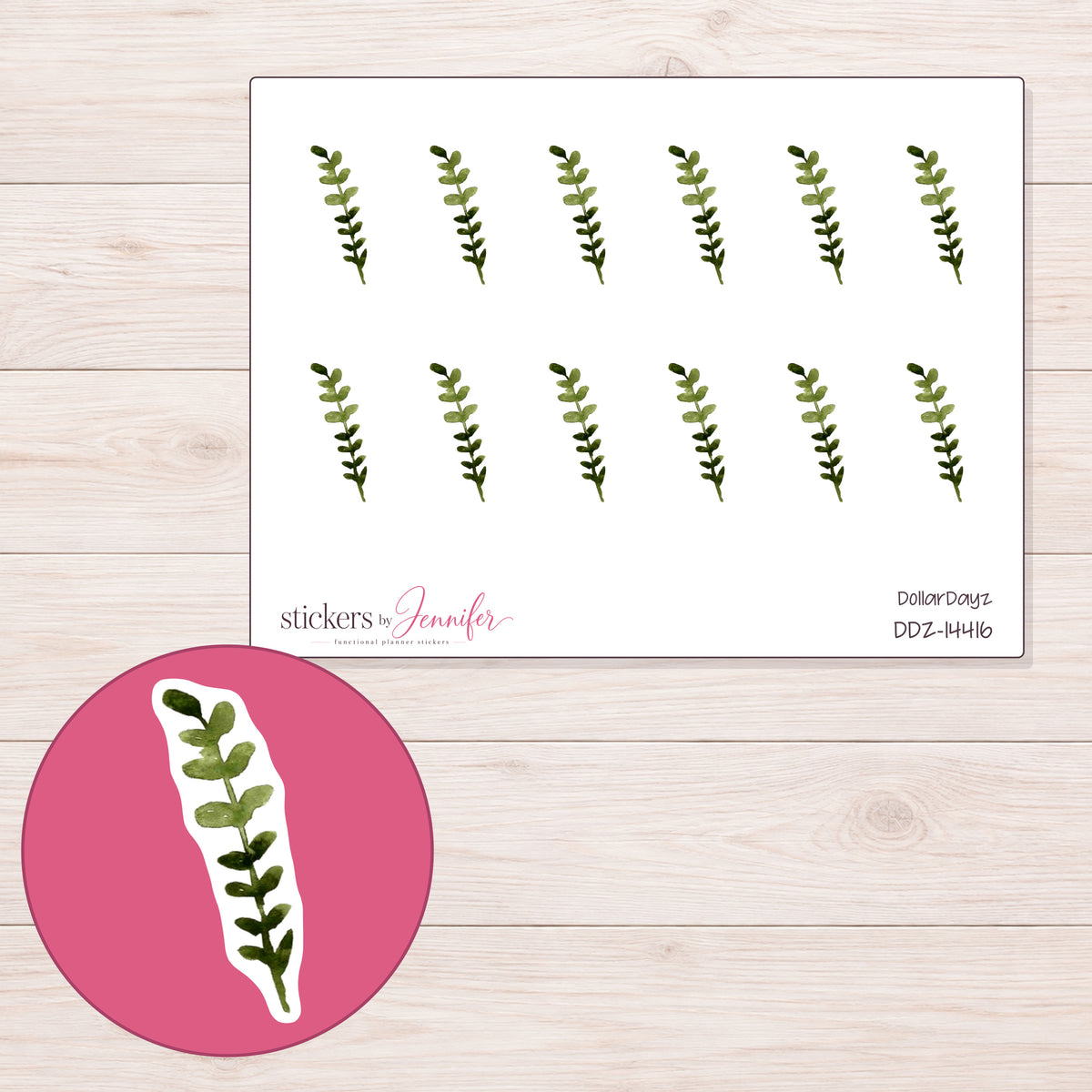 DDZ-14416 planner sticker sheet with enlarged sticker detail
