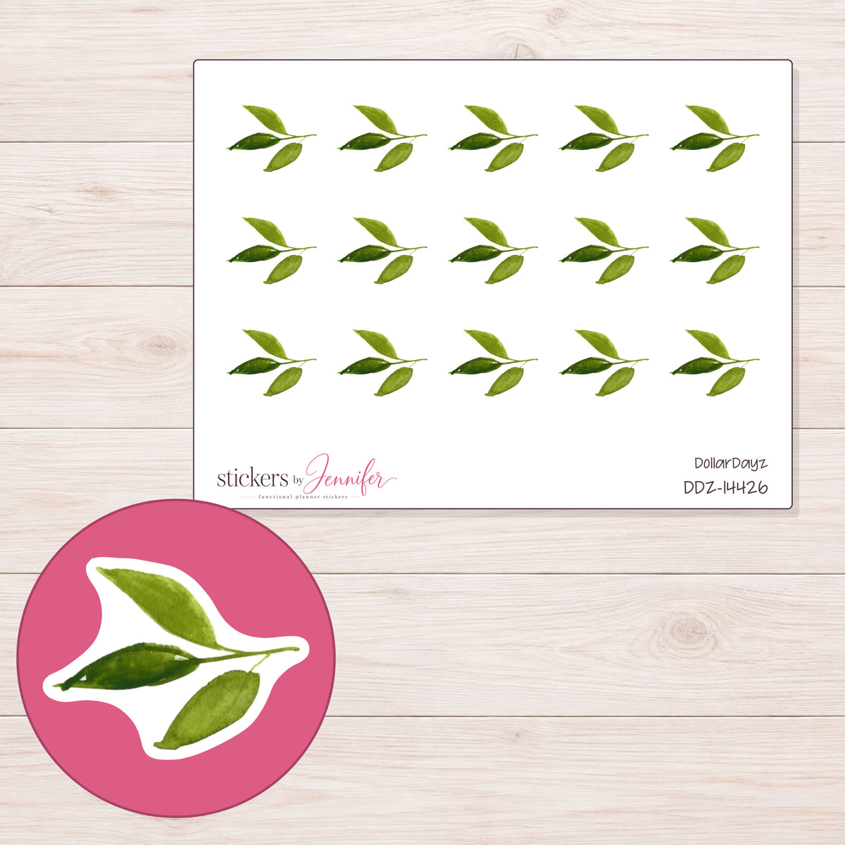 DDZ-14426 planner sticker sheet with enlarged sticker detail