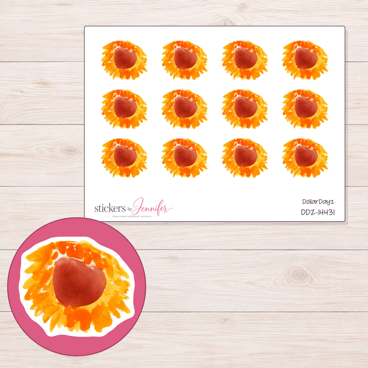 DDZ-14431 planner sticker sheet with enlarged sticker detail