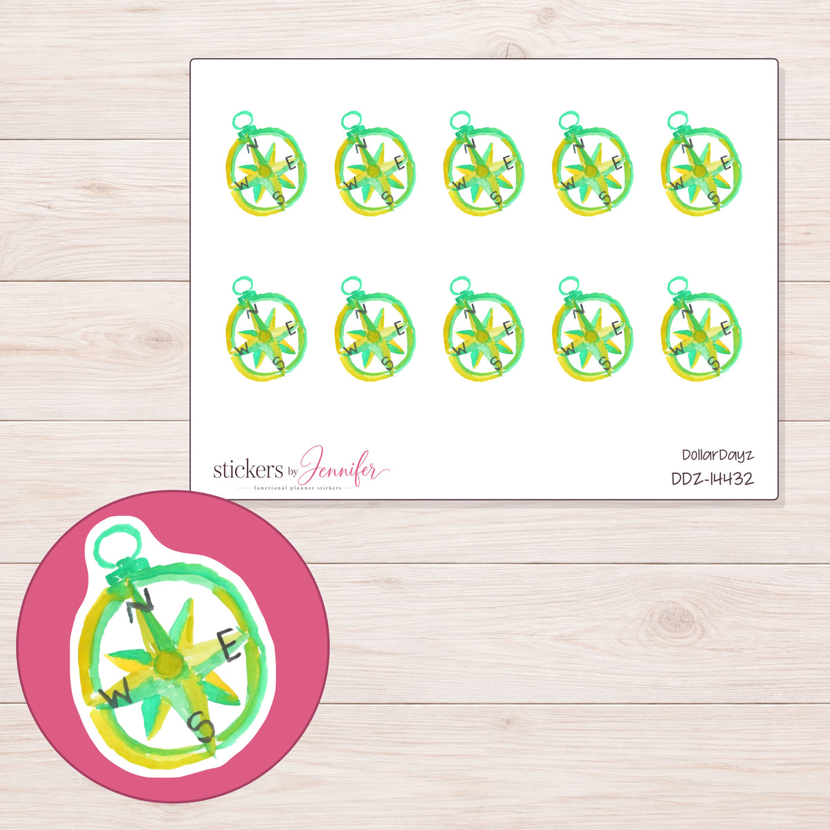 DDZ-14432 planner sticker sheet with enlarged sticker detail