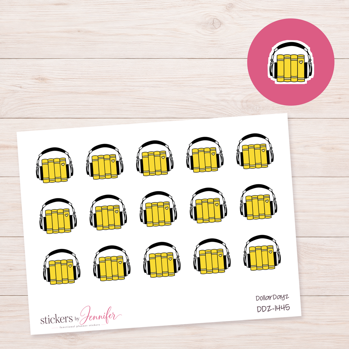 Bright Yellow Audiobooks Planner Stickers | DDZ-1445