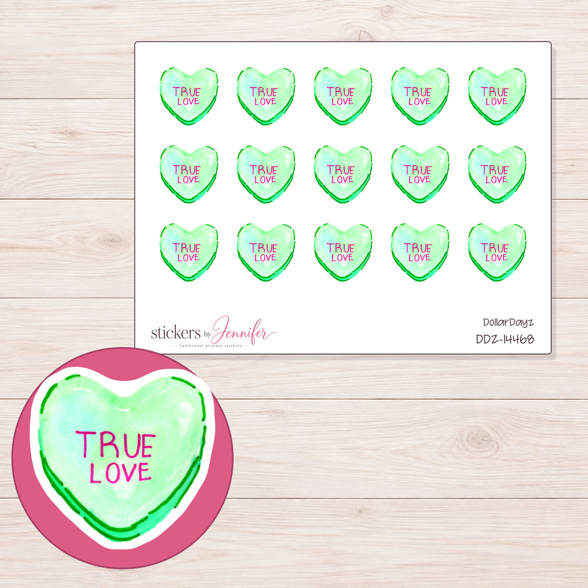 DDZ-14468 planner sticker sheet with enlarged sticker detail