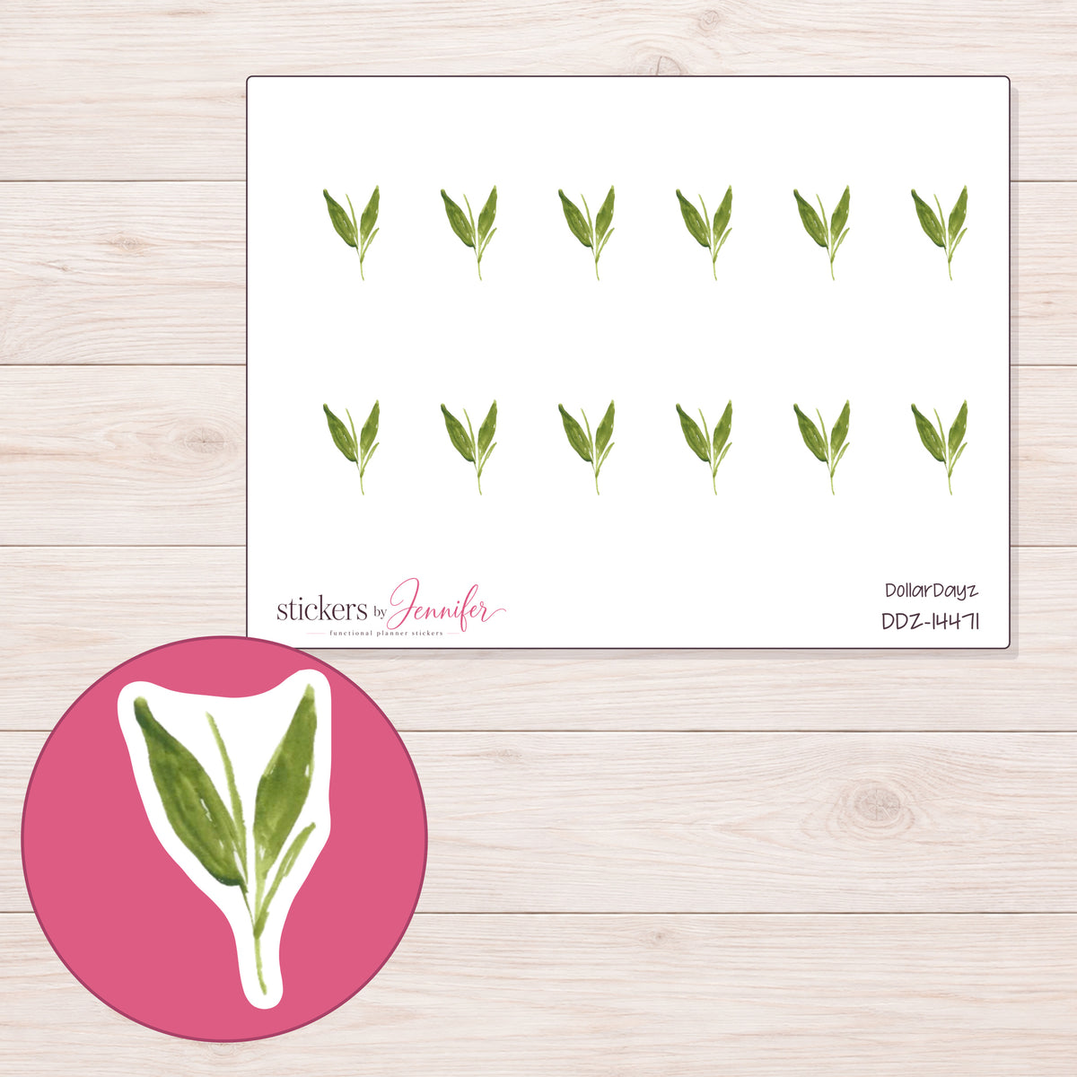 DDZ-14471 planner sticker sheet with enlarged sticker detail
