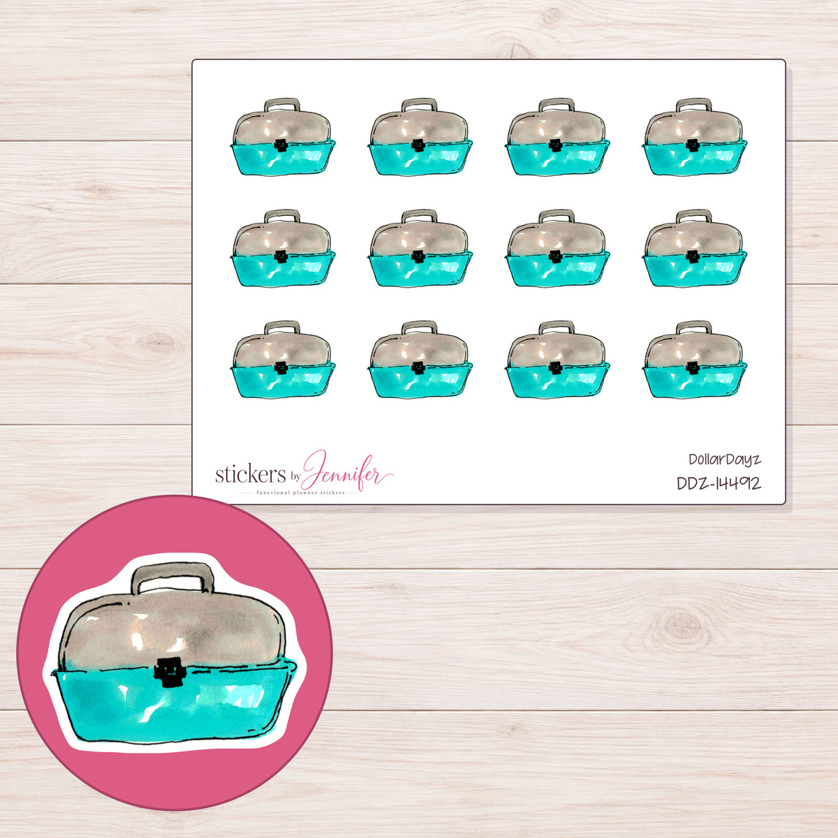DDZ-14492 planner sticker sheet with enlarged sticker detail