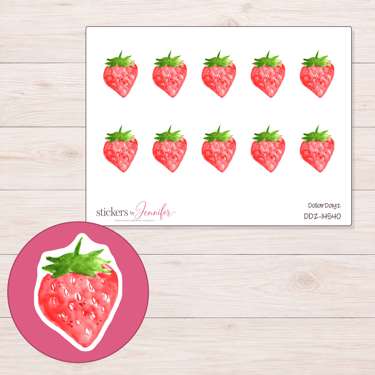 DDZ-14540 planner sticker sheet with enlarged sticker detail