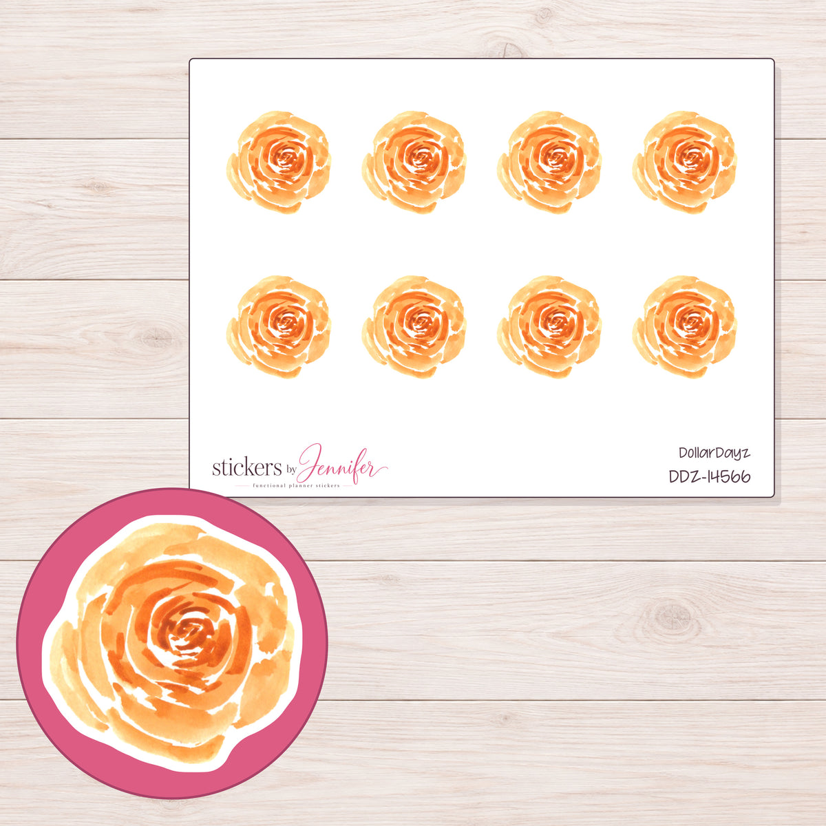 DDZ-14566 planner sticker sheet with enlarged sticker detail