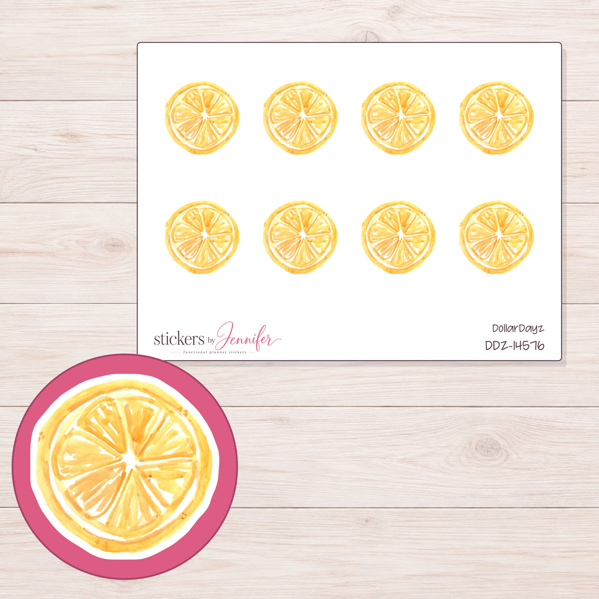 DDZ-14576 planner sticker sheet with enlarged sticker detail