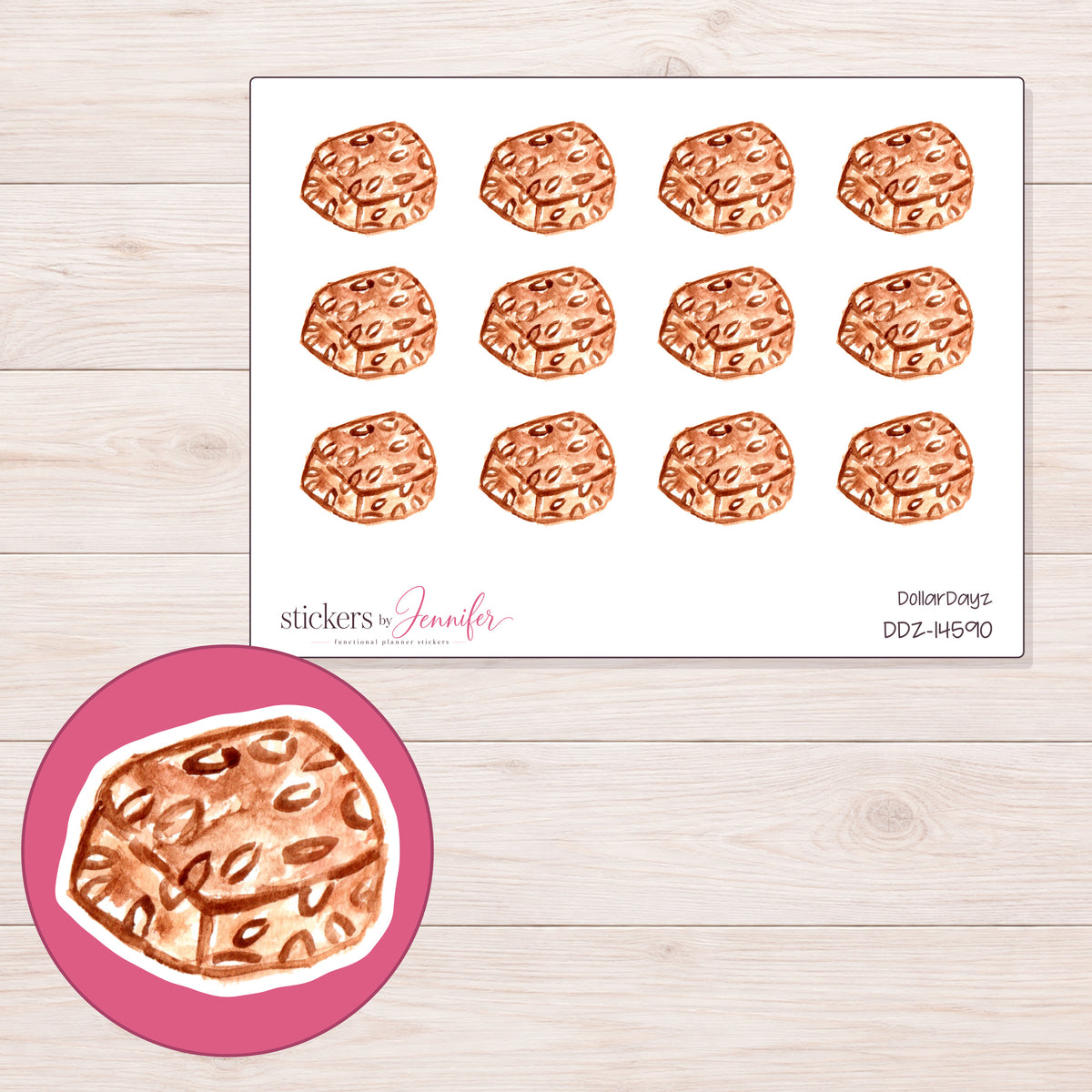DDZ-14590 planner sticker sheet with enlarged sticker detail