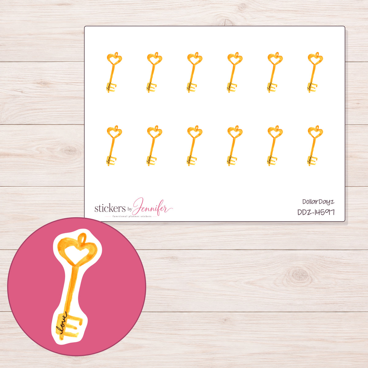 DDZ-14597 planner sticker sheet with enlarged sticker detail