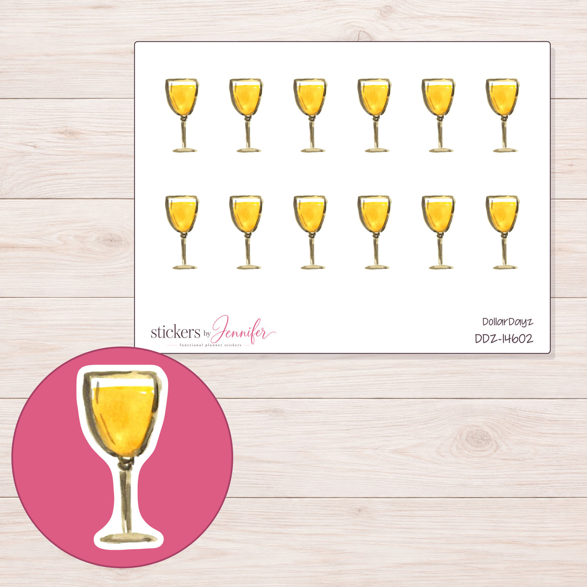 DDZ-14602 planner sticker sheet with enlarged sticker detail