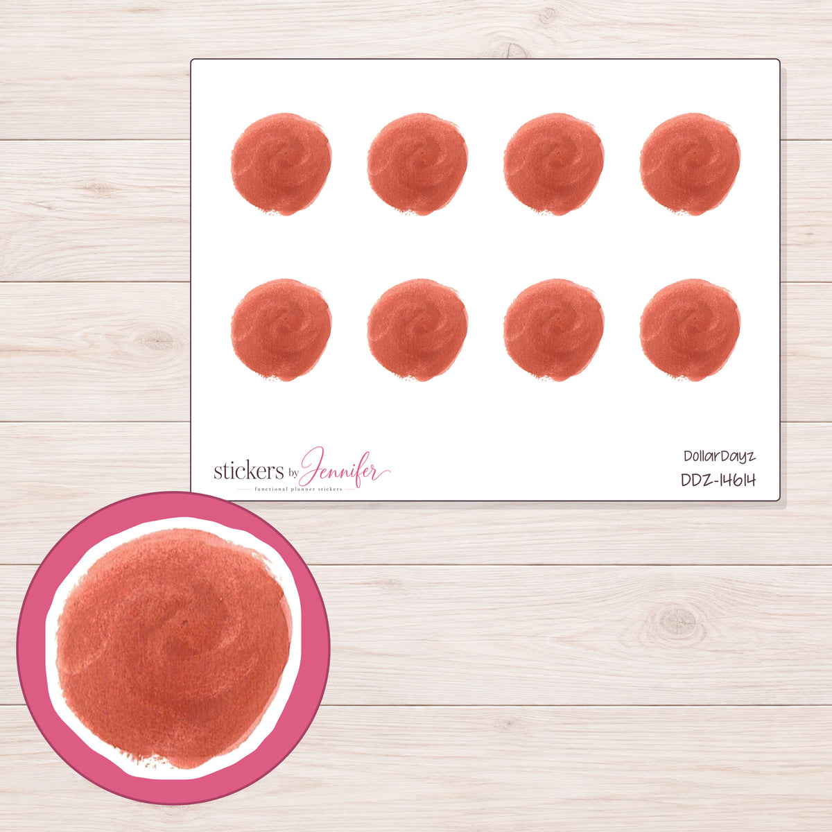 DDZ-14614 planner sticker sheet with enlarged sticker detail