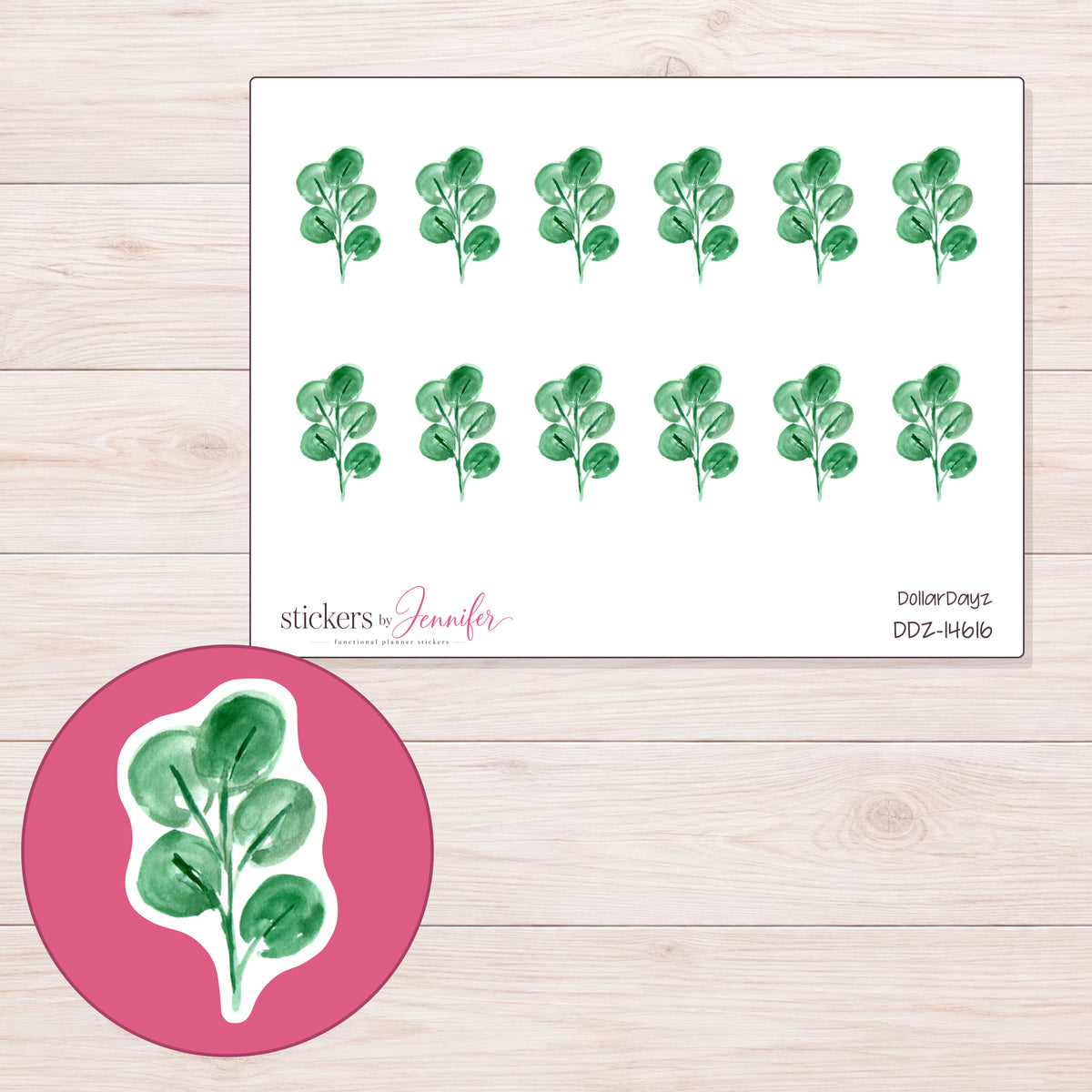 DDZ-14616 planner sticker sheet with enlarged sticker detail
