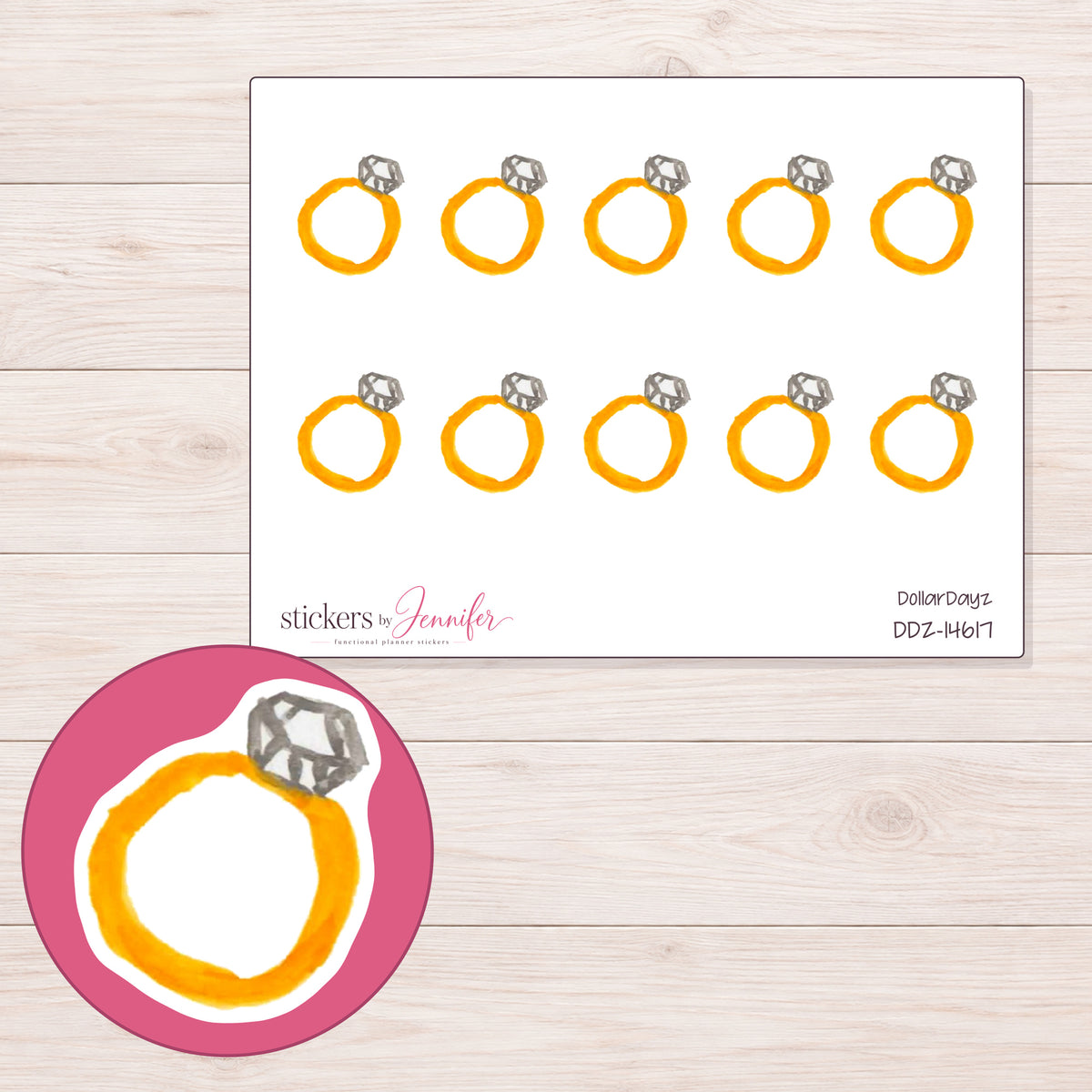 DDZ-14617 planner sticker sheet with enlarged sticker detail