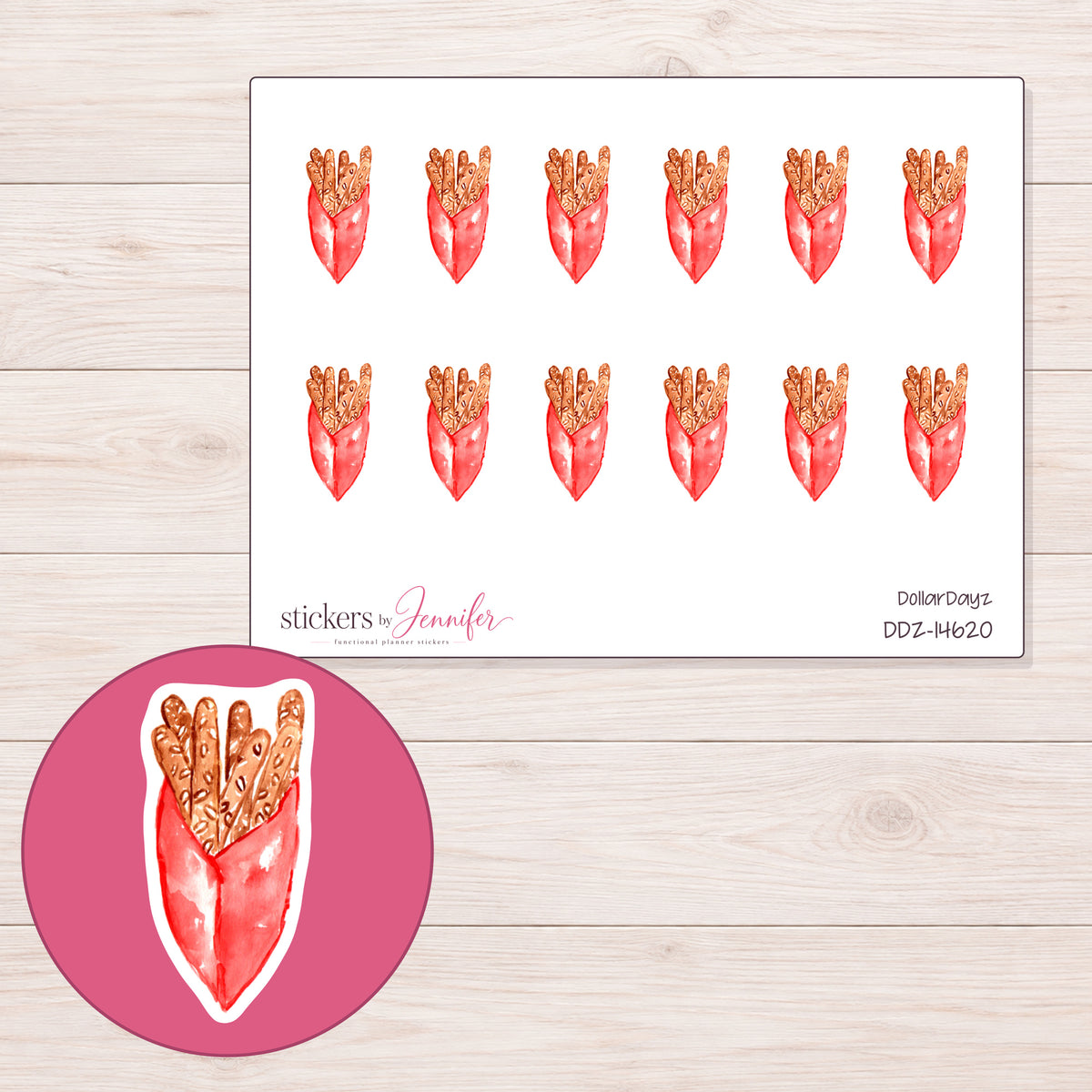 DDZ-14620 planner sticker sheet with enlarged sticker detail