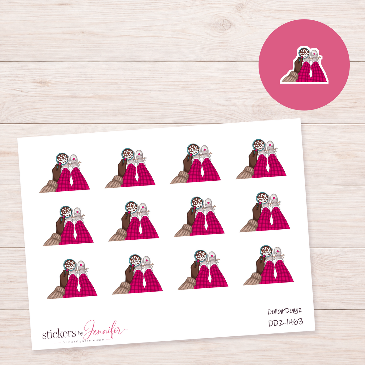 Plaid Pajamas and Cocoa Planner Stickers | DDZ-1463
