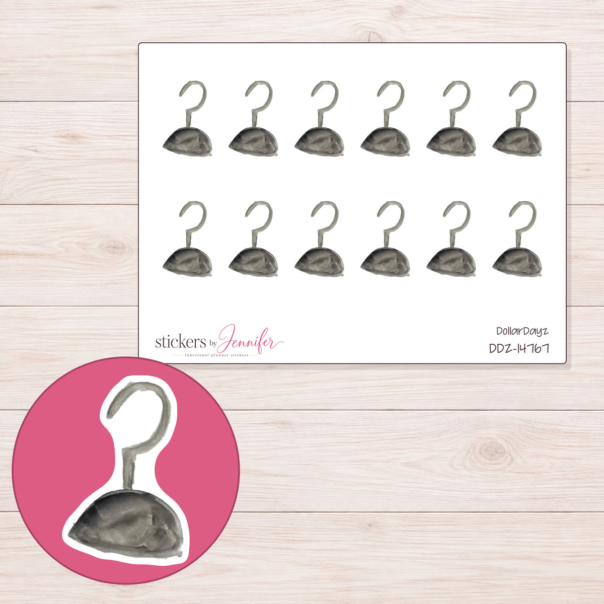 DDZ-14767 planner sticker sheet with enlarged sticker detail