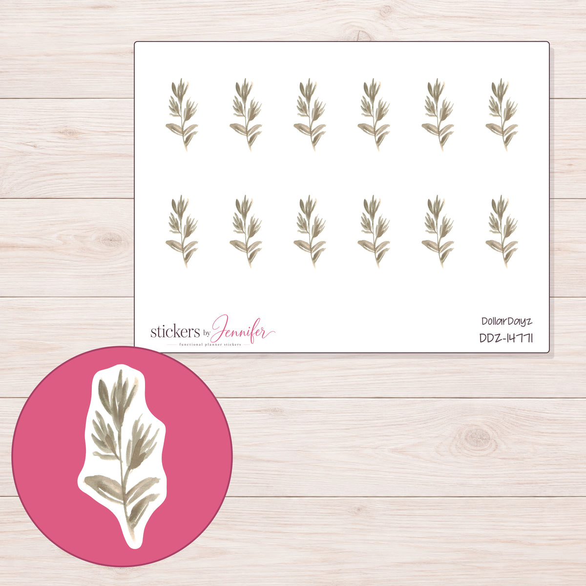 DDZ-14771 planner sticker sheet with enlarged sticker detail