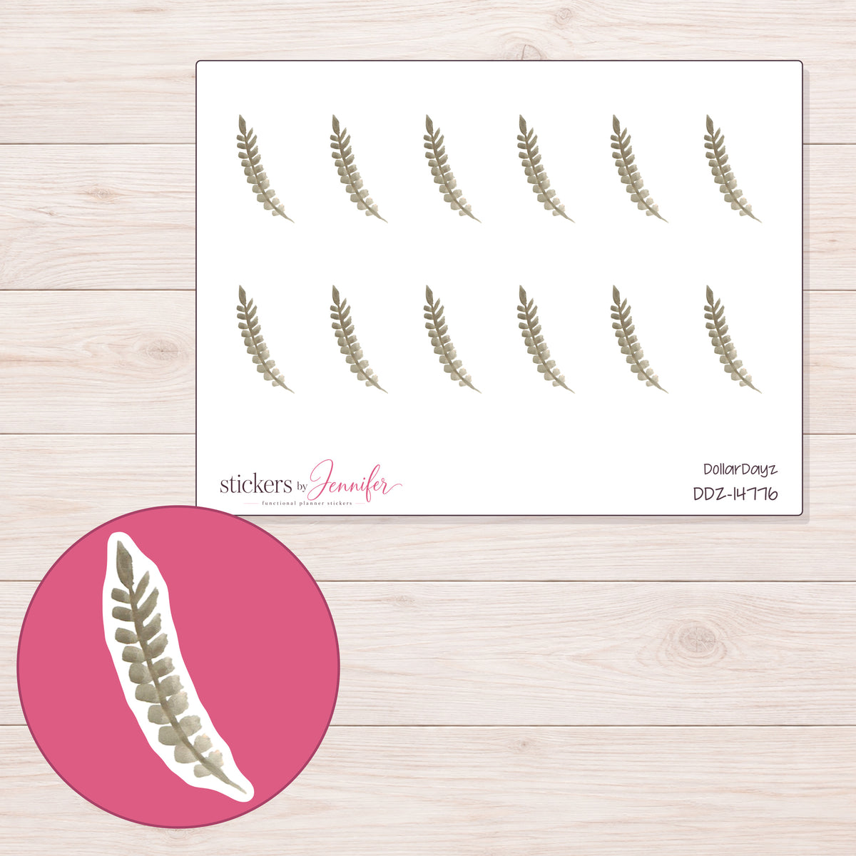 DDZ-14776 planner sticker sheet with enlarged sticker detail