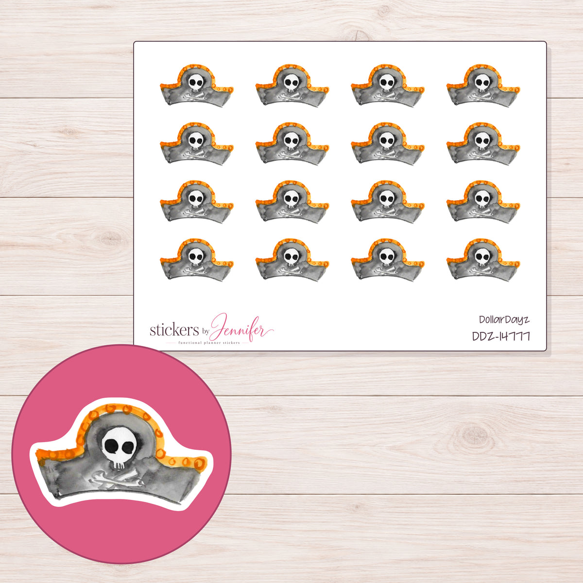 DDZ-14777 planner sticker sheet with enlarged sticker detail