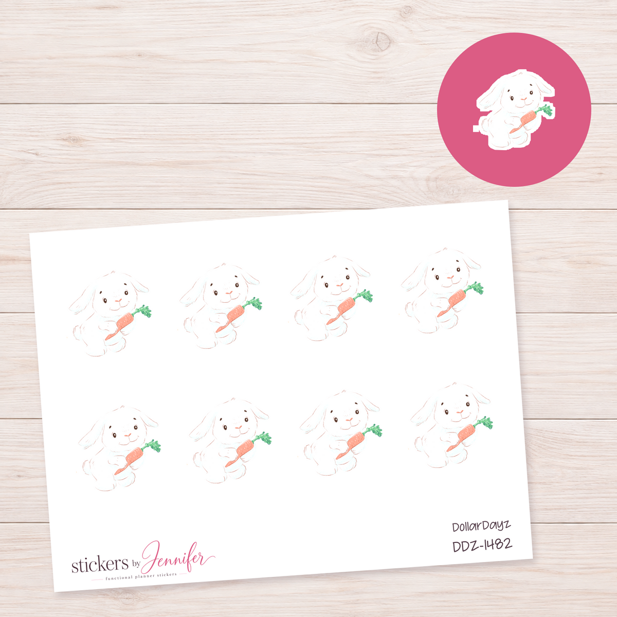 Rabbit with Carrot Planner Stickers | DDZ-1482