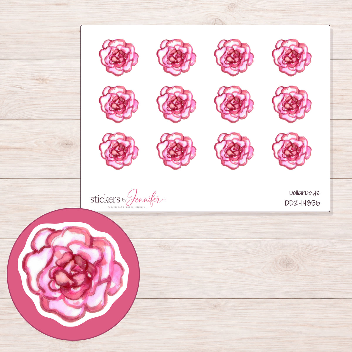 DDZ-14856 planner sticker sheet with enlarged sticker detail