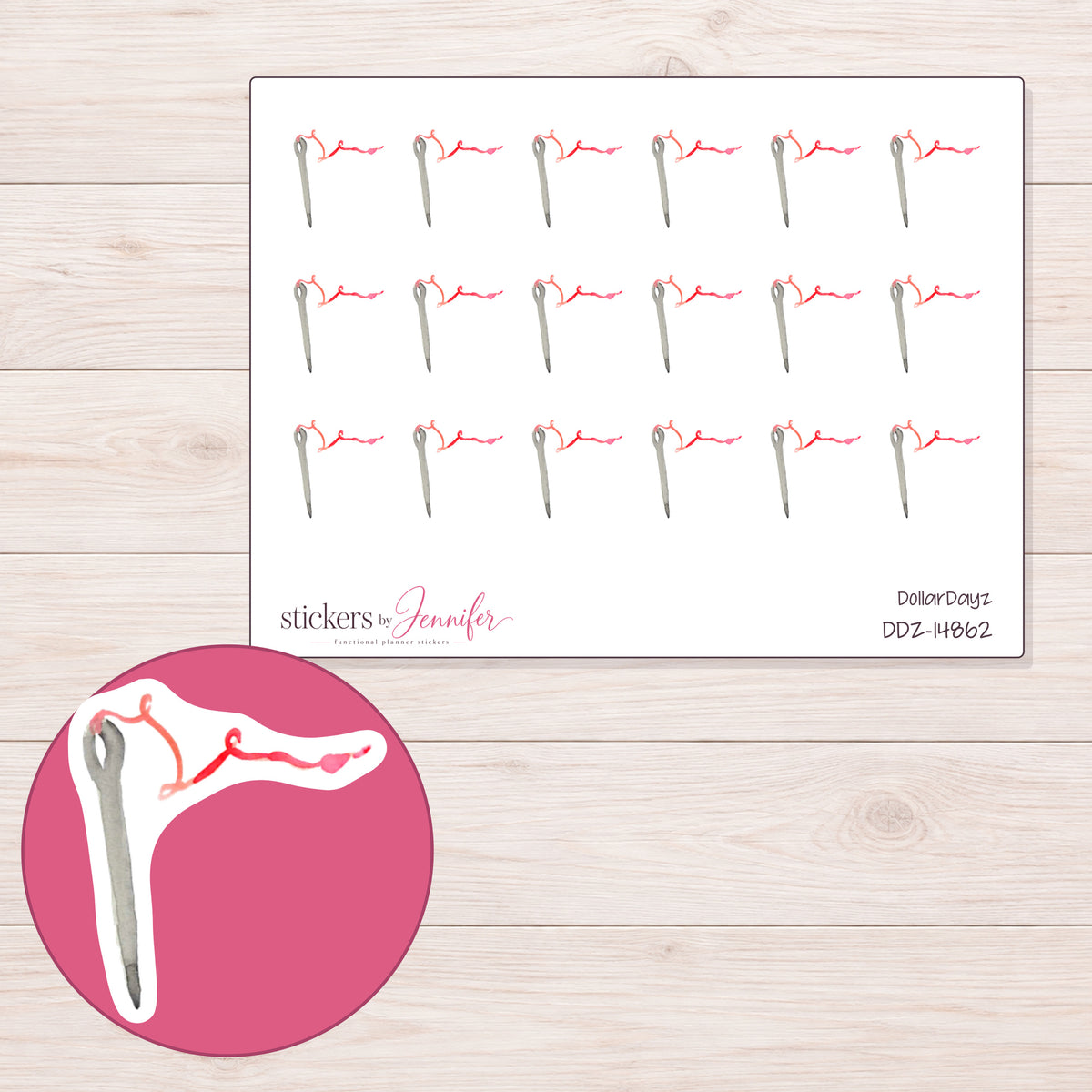 DDZ-14862 planner sticker sheet with enlarged sticker detail