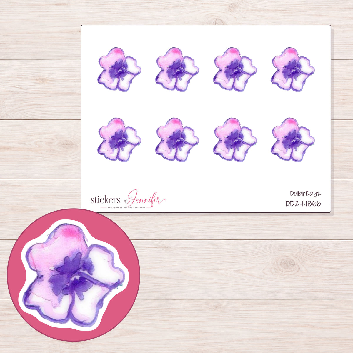 DDZ-14866 planner sticker sheet with enlarged sticker detail