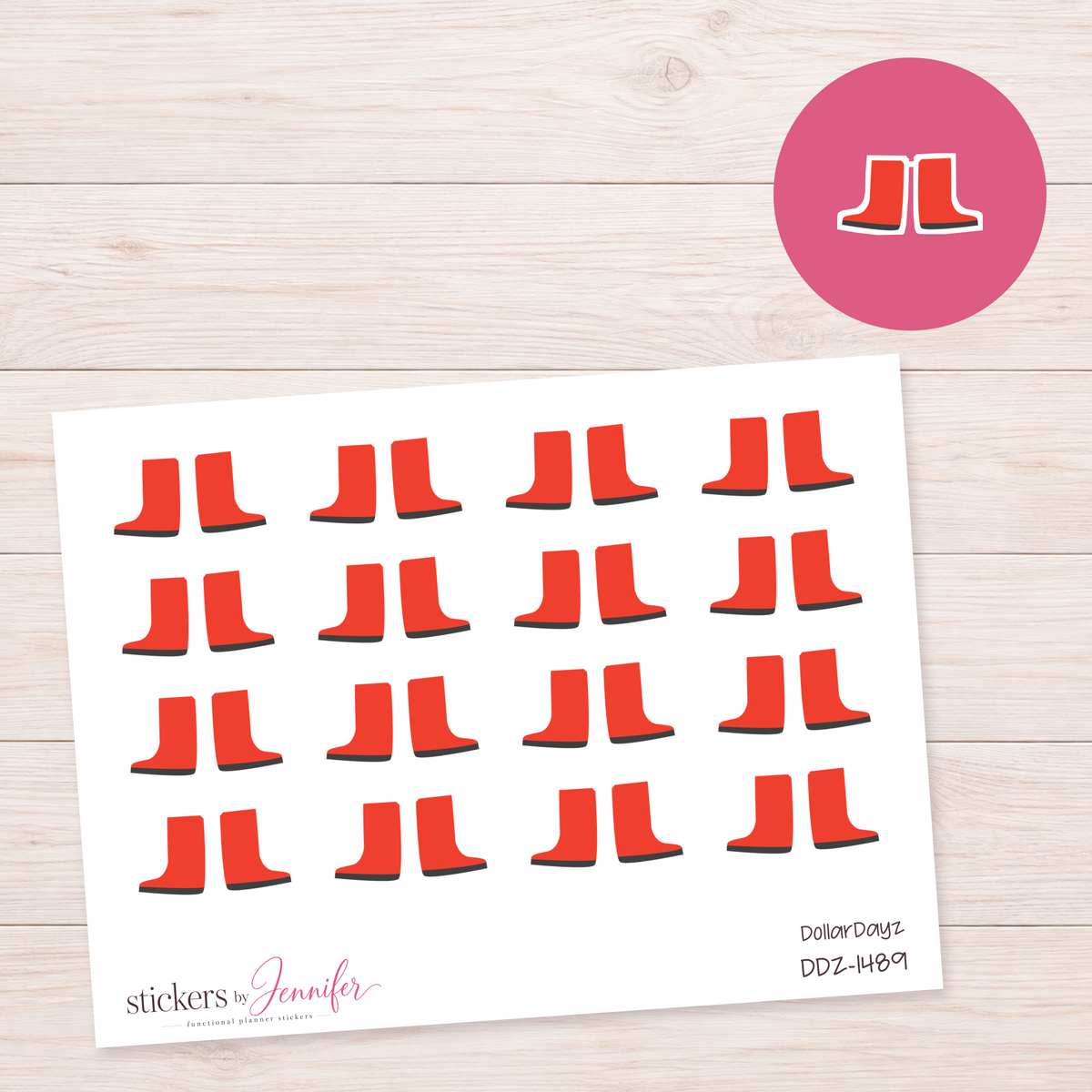 Red Rain Boots Planner Stickers | DDZ-1489