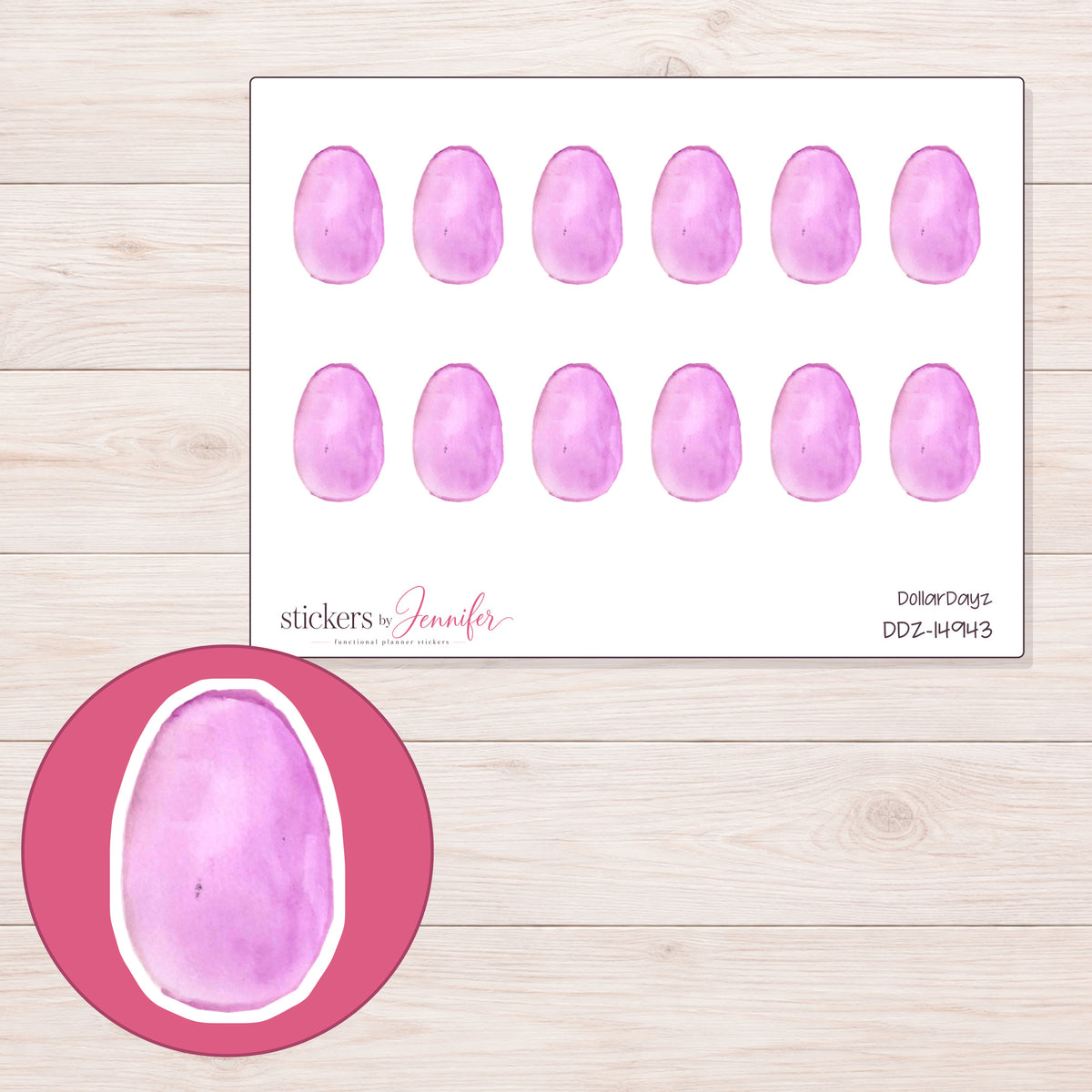 DDZ-14943 planner sticker sheet with enlarged sticker detail