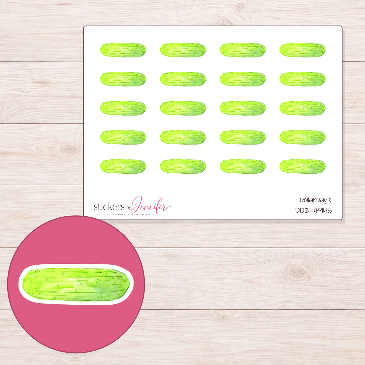 DDZ-14945 planner sticker sheet with enlarged sticker detail